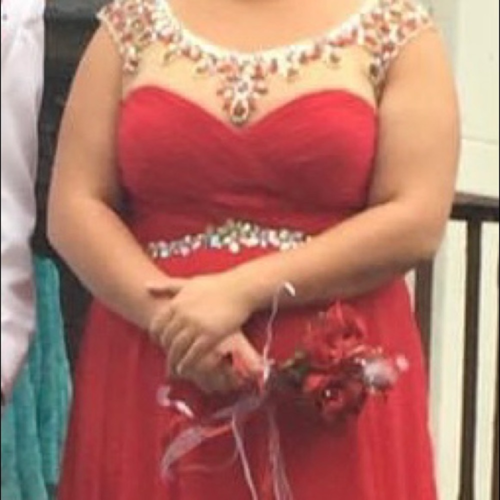 Rachel Allan red prom dress